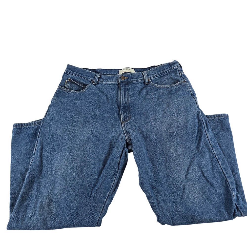 LL Bean Double L Natural Fit Flannel Lined Jeans 40x30 Medium Wash Blue 0JW72